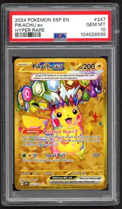 Pokemon Cards - PSA 10 Pikachu Ex 247/191 - Surging Sparks HR - GEM MT - PSA10 - Image 1
