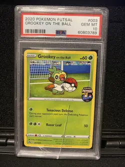 Grookey On The Ball 003/005 Pokemon Futsal 2020 PSA 10 (Cracked Slab) - Image 1