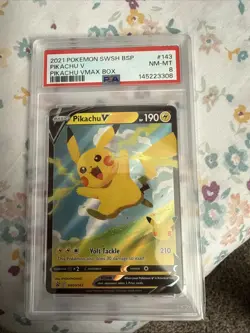 2021 POKEMON SWSH BLACK STAR PROMO PIKACHU VMAX BOX #143 PIKACHU V PSA 8 - Image 1