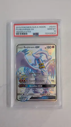Reshiram Gx SV51/SV94 Shiny Holo Rare PSA 10 Pokemon TCG Hidden Fates Shiny Vaul - Image 1