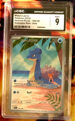 Pokemon Destined Rivals Misty's Lapras Illustration Rare 194/182 CGC 9 - Image 1