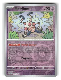 Mr. Mime 122/165 Rare 151 Pokemon Reverse Holo Near Mint - Image 1