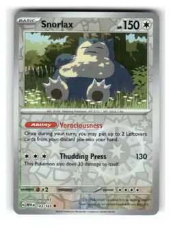 Snorlax 143/165 Uncommon 151 Pokemon Reverse Holo Near Mint - Image 1