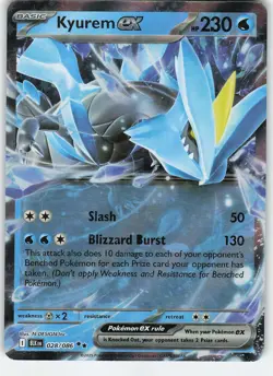 Kyurem ex 028/086 Double Rare Holo SV: Black Bolt NM Pokemon - Image 1