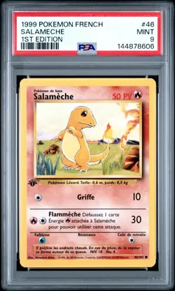 Carte Pokemon Salameche 46/102 Set de base Edition 1 PSA 9 - Image 2