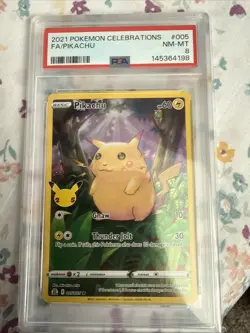 2021 POKEMON CELEBRATIONS #005 FULL ART/PIKACHU PSA 8 - Image 1