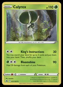 Calyrex 017/159 Holo Rare Crown Zenith Pokemon Holo Near Mint - Image 1