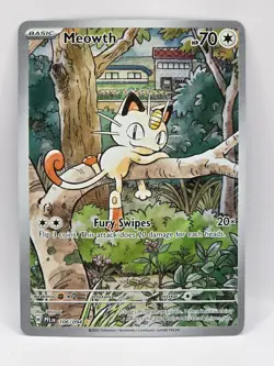 Pokemon TCG Meowth 106/94 Phantasmal Flames Illustration Rare - Image 1