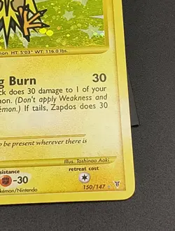 2009 Pokemon Supreme Victors 150/147 Zapdos Holo Secret Rare Vintage - Image 5