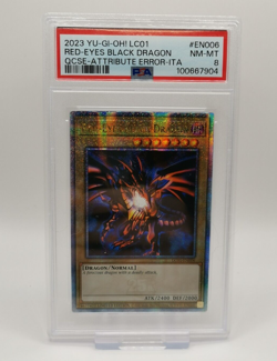 Yugioh 2023 Red-Eyes Black Dragon LC01-EN006 Quarter Century PSA Graded 8 Error - Image 1