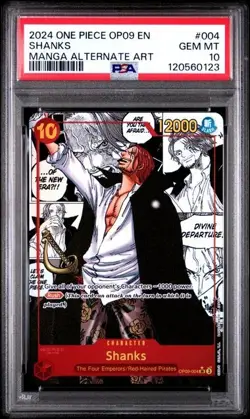 One Piece PSA 10 Shanks #004 Manga OP09-004 Emperors in the New World Alt Art - Image 1