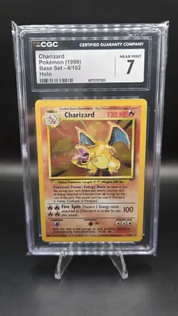 Base Set Charizard 4/102 — CGC 7 (NEAR MINT) — Holo Rare Vintage Pokemon Card - Image 1