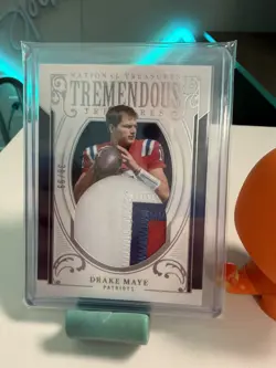 2025 Panini National Treasures Tremendous Treasures Drake Maye Patch /99 SSP - Image 1