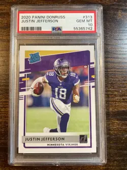 2020 PANINI DONRUSS 💥 JUSTIN JEFFERSON RATED ROOKIE ~ RC #413 PSA 10 💎 MINT - Image 1
