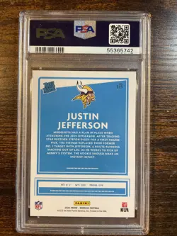 2020 PANINI DONRUSS 💥 JUSTIN JEFFERSON RATED ROOKIE ~ RC #413 PSA 10 💎 MINT - Image 2