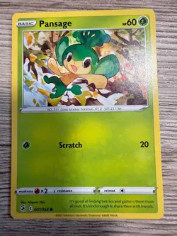 Pokemon Fusion Strike Pansage Common Card 007/264 NM - Image 1