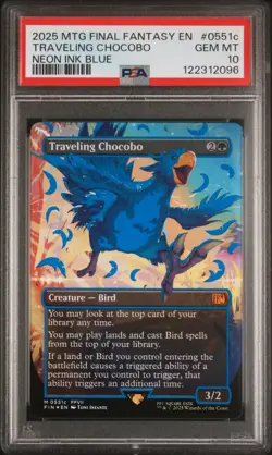 2025 MTG FINAL FANTASY COLORFUL CHOCOBOS-NEON INK BLUE TRAVELING CHOCOBO PSA 10 - Image 1