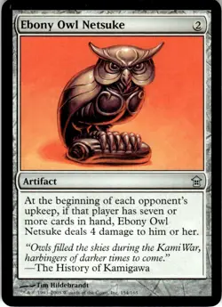 2005 Magic The Gathering Saviors of Kamigawa Ebony Owl Netsuke #154 Light Play - Image 1