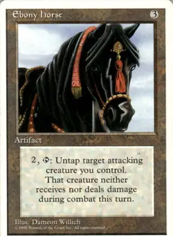 1995 Magic The Gathering Fourth Edition Ebony Horse #318 Light Play - Image 1