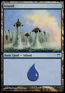 [1x] Island (292) - Foil Played, English Champions of Kamigawa MTG Magic - Image 1