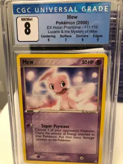 Pokemon 2006 Super Rare Mew Ex Holon Phantoms 111/110 NM CGC 8 w/Subs. PSA - Image 1