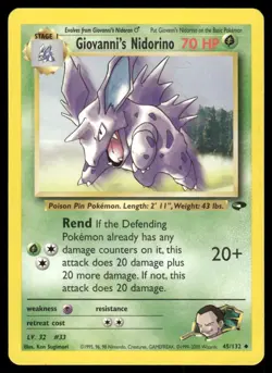 Pokemon Tcg Giovanni's Nidorino #45 Pokemon Gym Challenge NM - Image 1