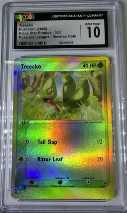 Treecko Reverse Holo #003 CGC 10 Gem Mint 2003 Pokemon Black Star Promo - Image 1