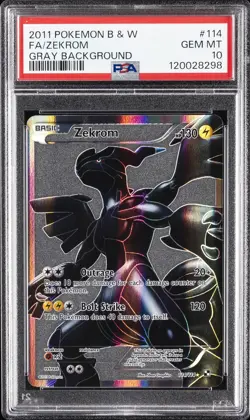 2011 POKEMON B&W GRAY BACKGROUND #114 FULL ART/ZEKROM PSA 10 - Image 1