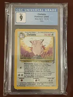 Pokemon TCG CGC 9 Clefable Base Set 2 Holo Rare 5/130 - Image 1