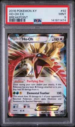2016 POKEMON XY BREAKPOINT #92 HO-OH EX PSA 9 - Image 1