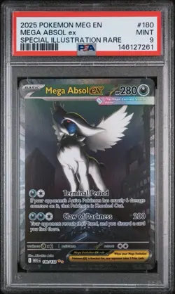 2025 Pokemon Mega Evolution Base #180 SIR Full Art Mega Absol ex PSA 9 Mint - Image 1