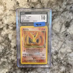 Pokemon Moltres Fossil Holo Rare 12/62 CGC 10 Gem Mint 1999 English - Image 1