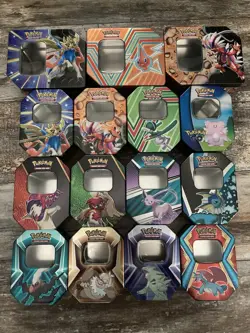 Pokemon TCG Tins - Lot of 15 - Empty - Plus Pokemon Center Special Delivery Box - Image 1