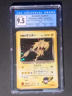 1999 Japanese GYM CHALLENGE 145 ROCKET'S ZAPDOS HOLO CGC 9.5 GEM-MINT Pokemon - Image 1