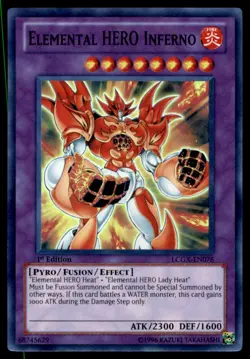 Yu-Gi-Oh! Elemental HERO Inferno #LCGX-EN076 1st Edition Near Mint - Image 1