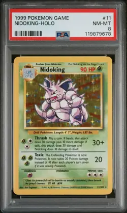 1999 Pokemon Nidoking Holo PSA 8 NM-MT Game 11/102 - Image 1
