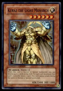 Yu-Gi-Oh! Kuraz the Light Monarch #LODT-ENSE1 Limited Edition Light Play - Image 1