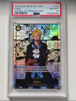 One Piece Op13 Sabo Manga Rare PSA 10 Gem Mint - Image 1