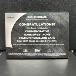 2024 Topps Series 1 - Home Sweet Home Stadium Medallions Shohei Ohtani /299 - Image 2