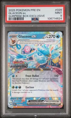 2025 POKEMON EN-PRISMATIC EVOLUTIONS SURPRISE BOX EXCLUSIVE GLACEON EX PSA 9 #24 - Image 1