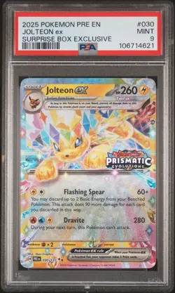 2025 POKEMON EN-PRISMATIC EVOLUTIONS SURPRISE BOX EXCLUSIVE JOLTEON EX PSA 9 #21 - Image 1