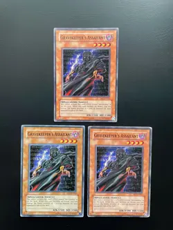 Yugioh Gravekeeper's Assailant DR1-EN015 Common Unlimited Edition Damaged X3 - Image 1