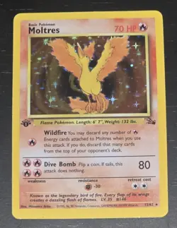 Pokemon Moltres 12/62 Fossil Holo Rare 1st Edition EN - Near MINT Vintage - Image 1