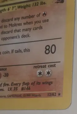 Pokemon Moltres 12/62 Fossil Holo Rare 1st Edition EN - Near MINT Vintage - Image 5