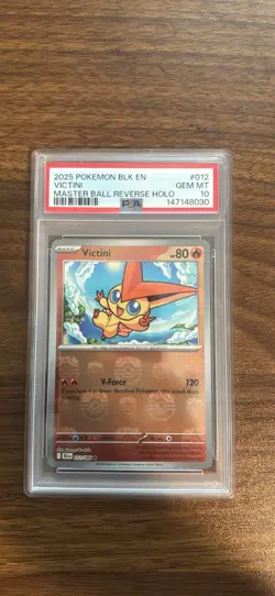 Pokemon Victini BLK EN 012/086 Master Ball Reverse Holo Rare PSA 10 2025 - Image 1