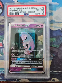 Pokemon 2017 Mewtwo GX 78/73 Alt Art Secret Rare Shining Legends PSA 8 Mewtube - Image 1