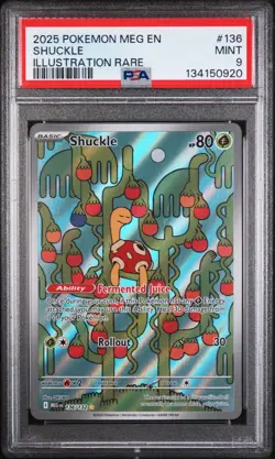 2025 Pokmon Mega Evolution IR Shuckle 136/132 Illustration Rare PSA 9 Mint - Image 1