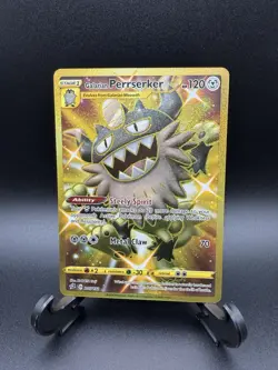 Pokemon Galarian Perrserker Secret Rare Holo 205/192 Rebel Clash NM - Image 1