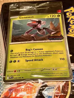 Pokemon Genesect 008/094 Phantasmal Flames Stamped Holo Promo Sealed - Image 1
