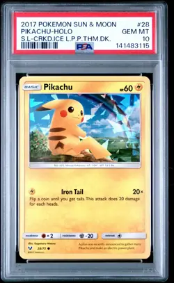 2018 Pokemon Pikachu Holo Cracked Ice #28 PSA 10 - Image 1